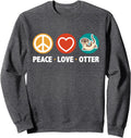 Funny River and Sea Otter Lover Quotes - Peace Love Otter Sweatshirt - Adult Unisex Dark Heather Grey