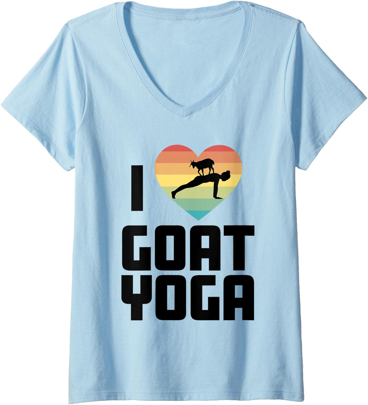 Womens I love Goat Yoga Funny Cute Goat Yoga V-Neck T-Shirt - Baby Blue