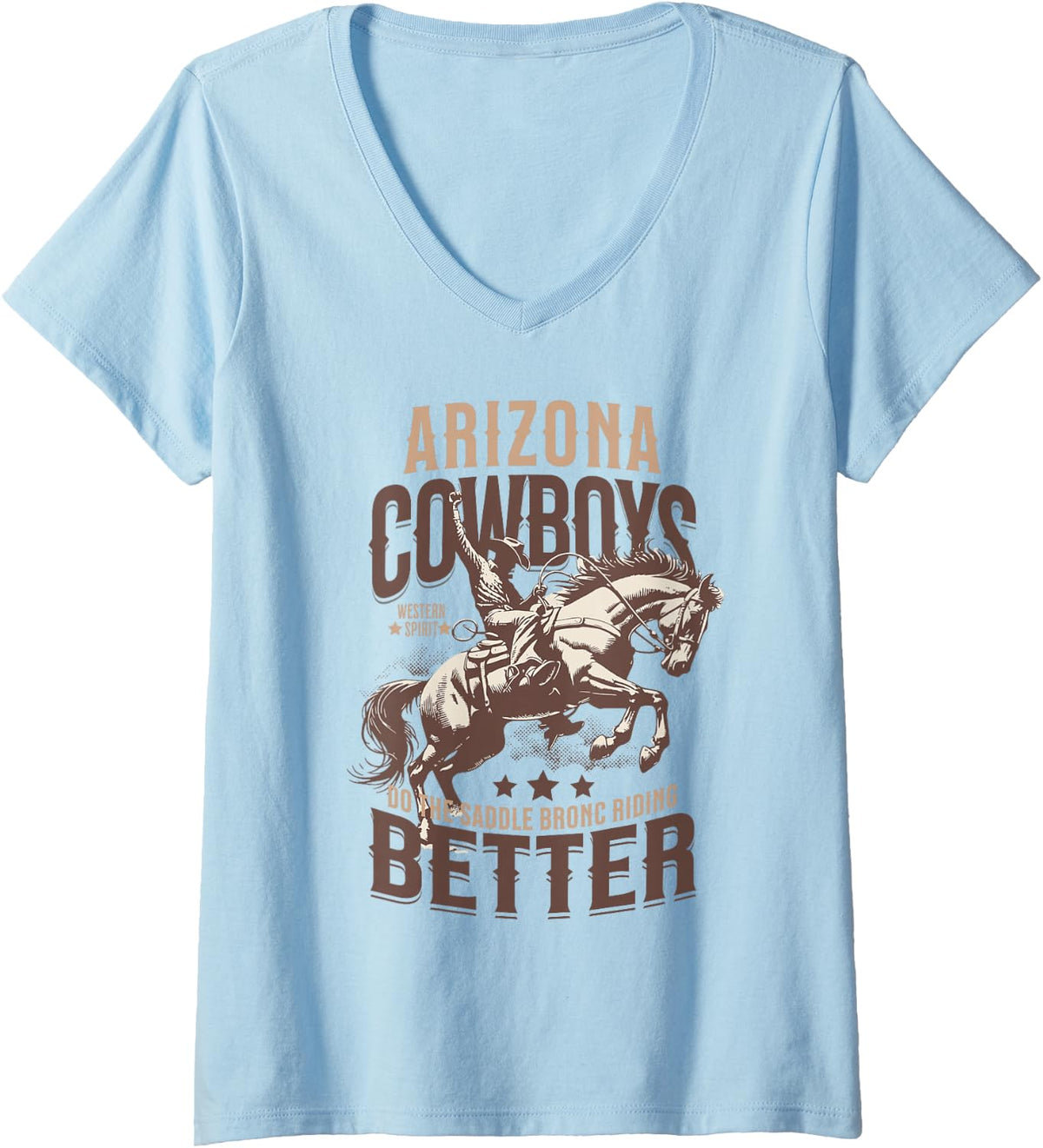 Women's Funny Rodeo Arizona Saddle Bronc Riding V-Neck T-Shirt - Baby Blue