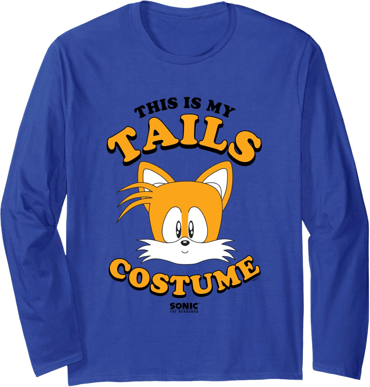 Sonic The Hedgehog Halloween This Is My Tails Retro Costume Long Sleeve T-Shirt - Adult Unisex Royal Blue