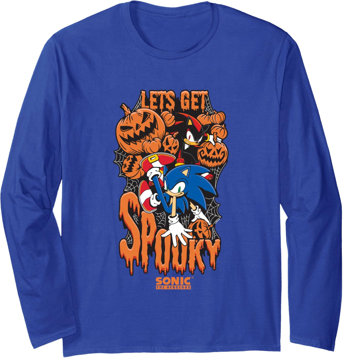 Sonic The Hedgehog Halloween Let's Get Spooky Sonic & Shadow Long Sleeve T-Shirt - Adult Unisex Royal Blue