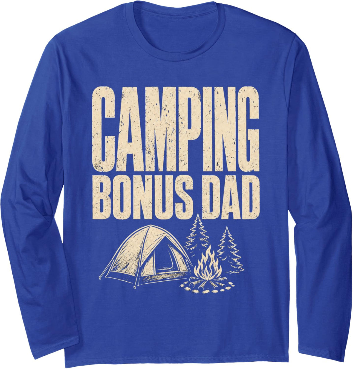 Camping Bonus Dad Camper Gift for Men Campfire Dome Tent Long Sleeve T-Shirt - Adult Unisex Royal Blue