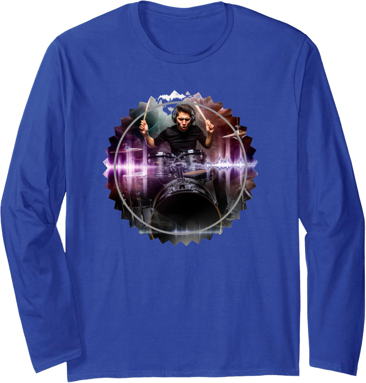 drummer Long Sleeve T-Shirt - Adult Unisex Royal Blue