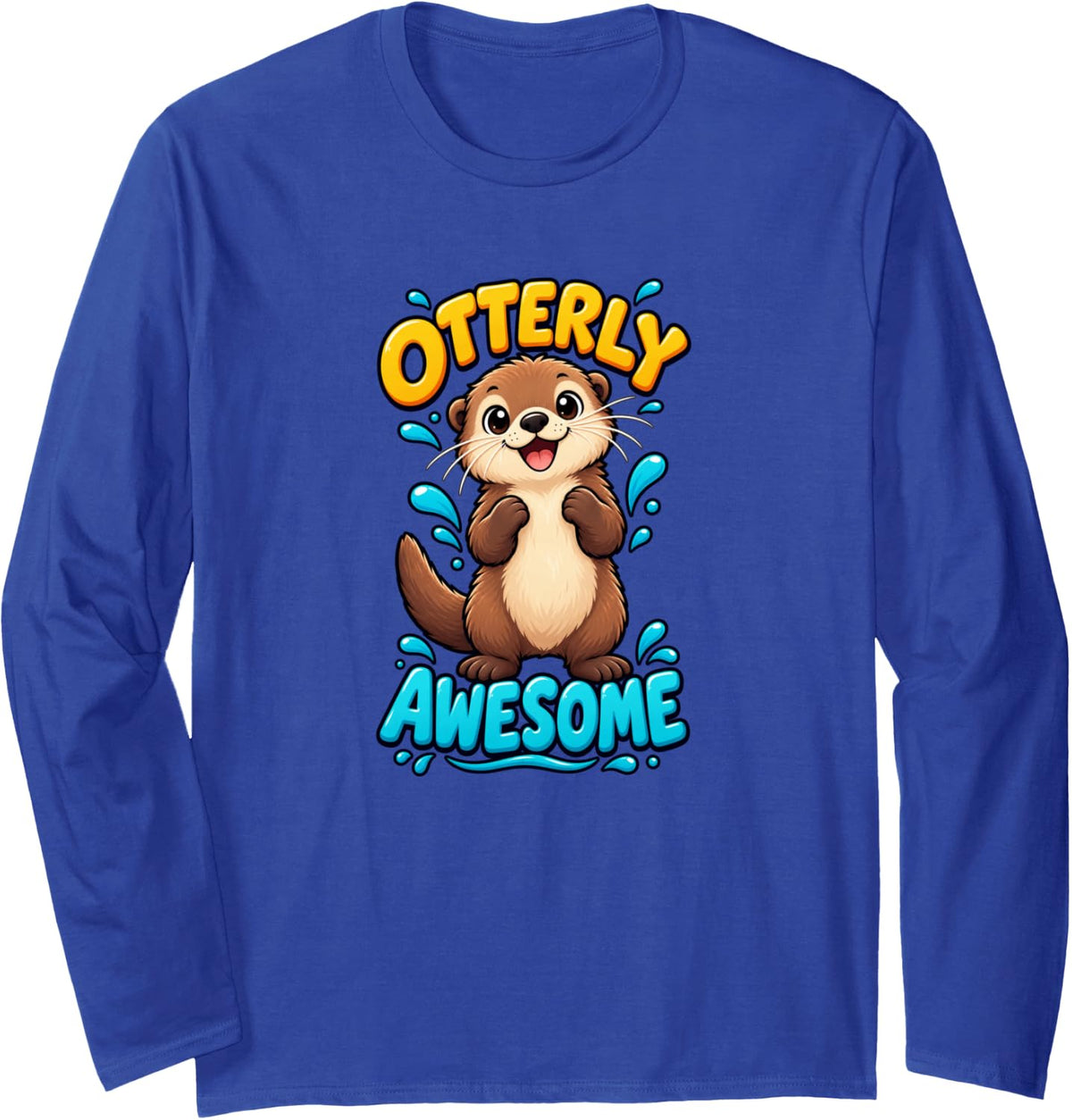 Otterly Awesome Cute Otter Animal Pun Long Sleeve T-Shirt - Adult Unisex Royal Blue
