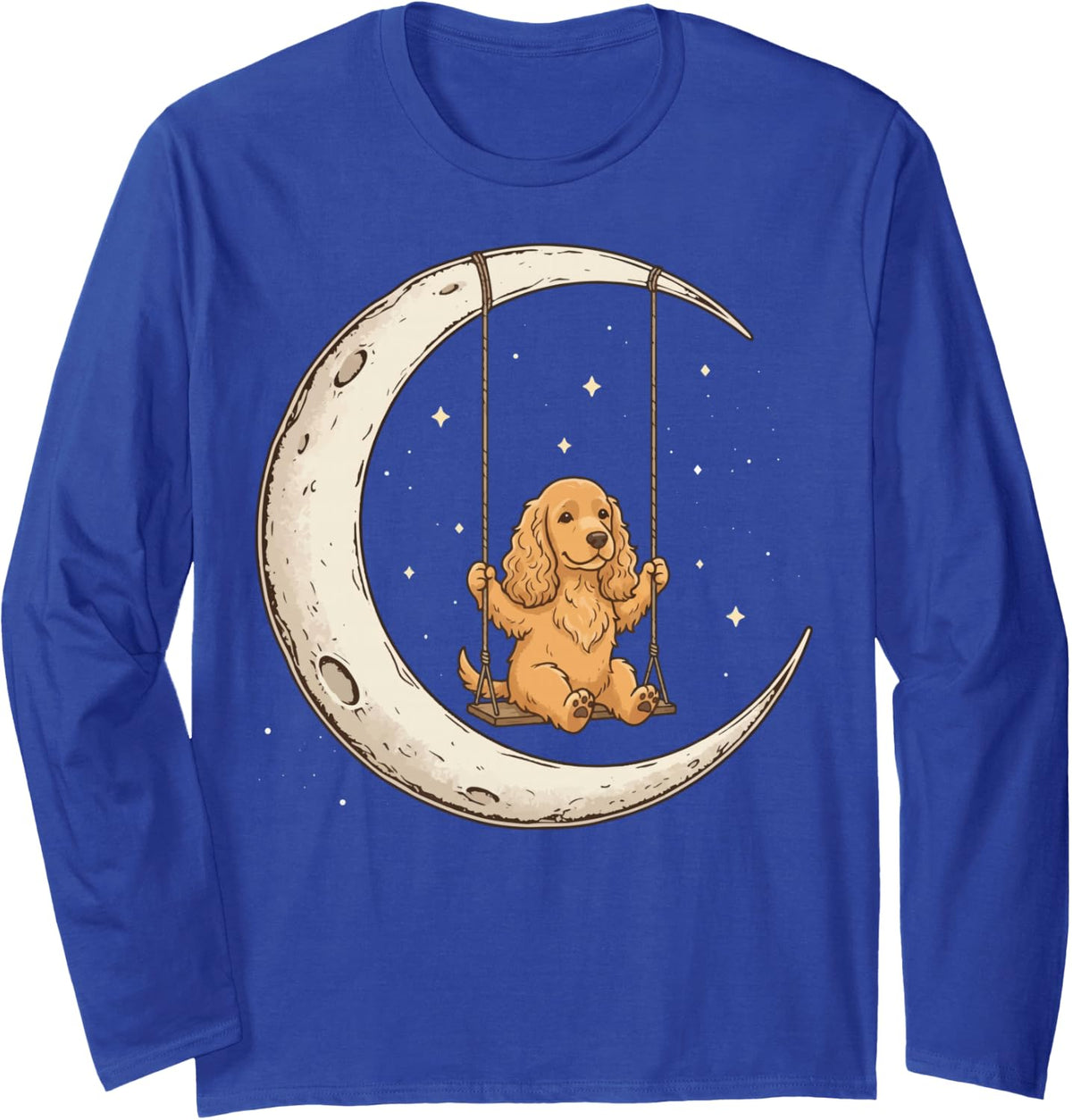 Cocker Spaniel Moon Swing Long Sleeve T-Shirt - Adult Unisex Royal Blue