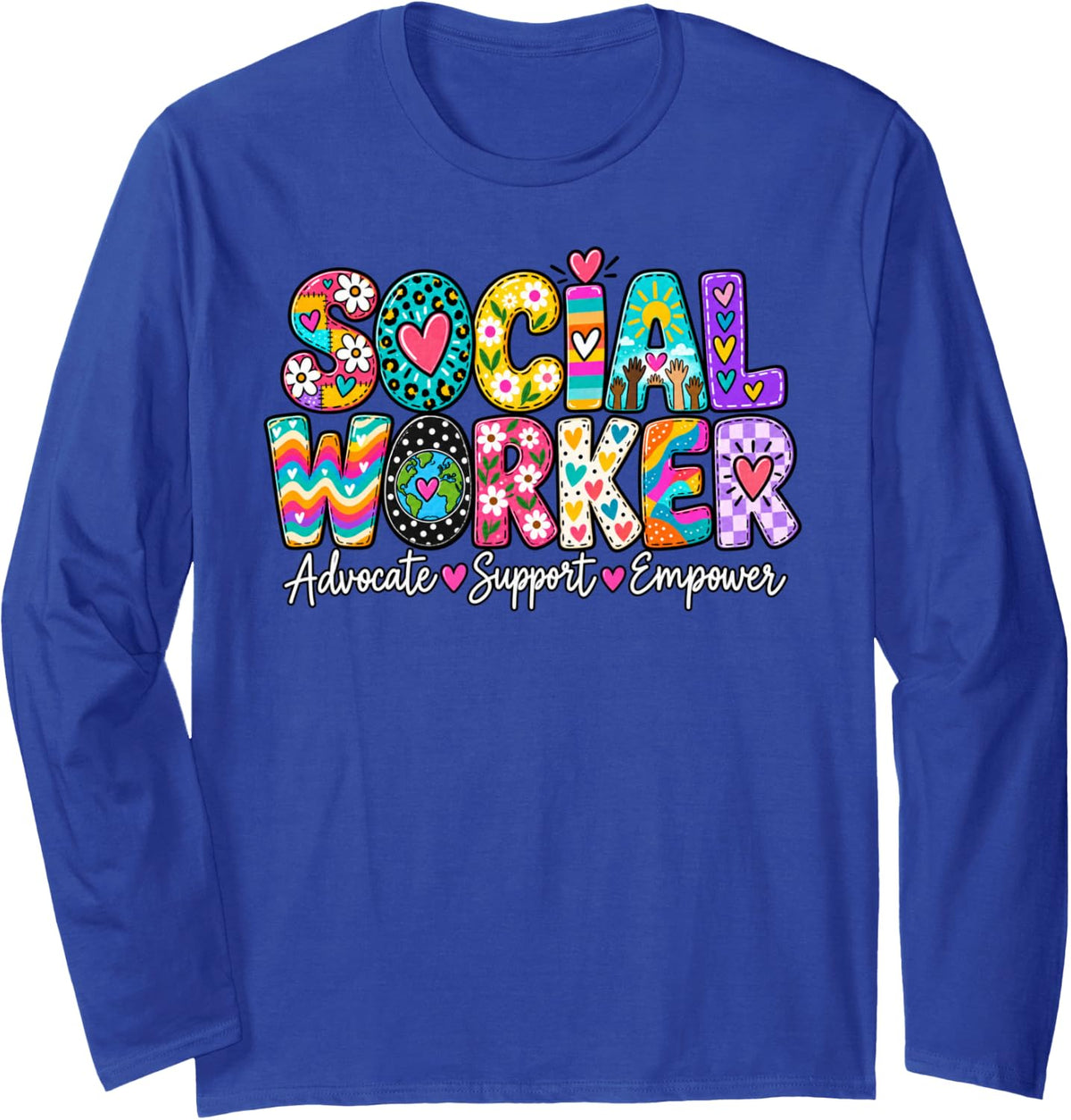Social Worker Long Sleeve T-Shirt - Adult Unisex Royal Blue