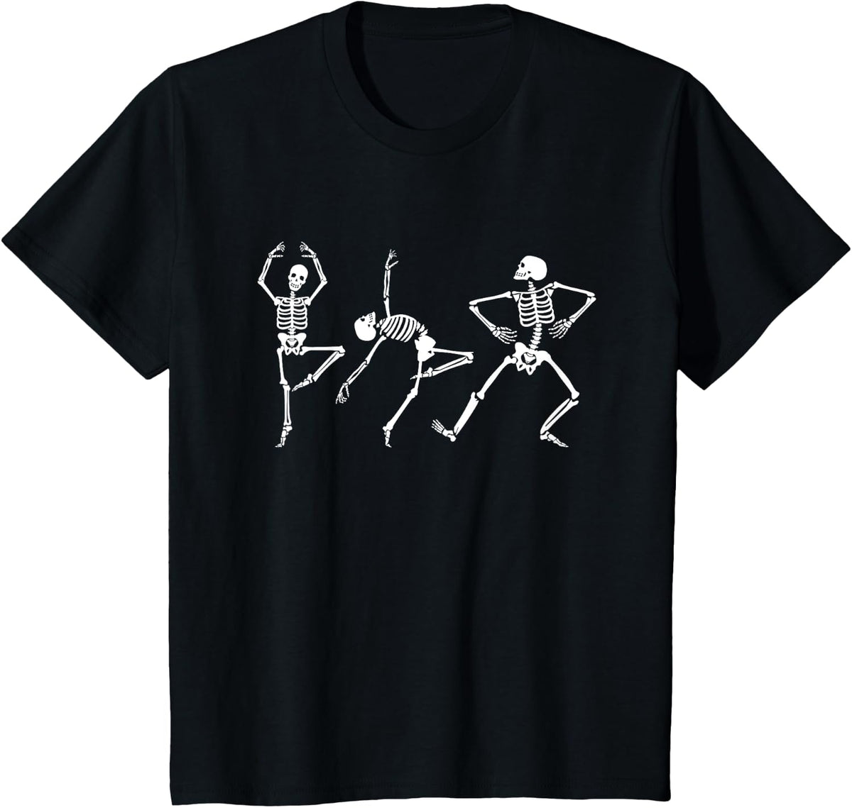 Skeleton Dancing Lazy Halloween Costume Funny Skull Bones T-Shirt - Black