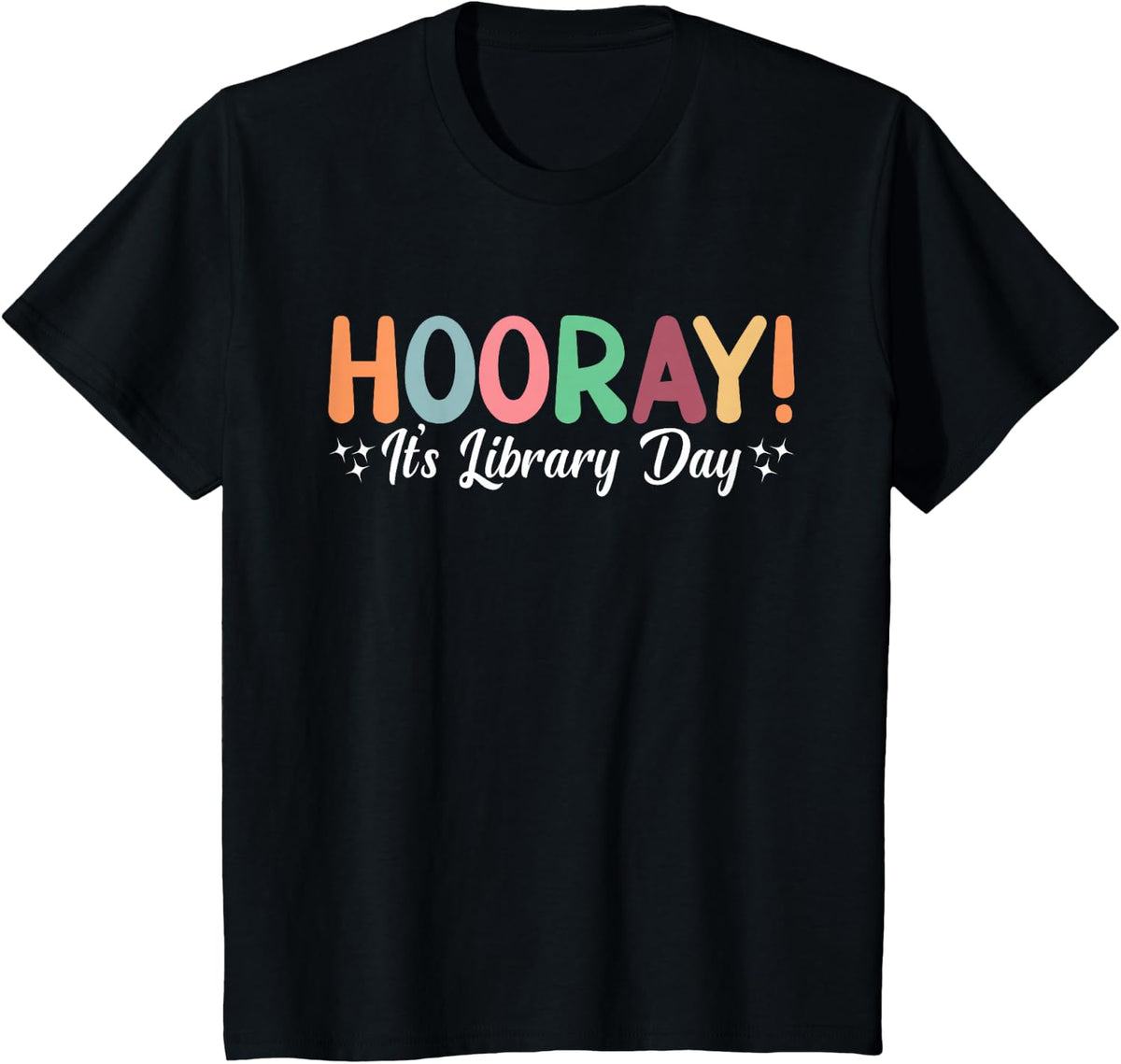 Hooray! It's Library Day Funny Reader Books Lover Groovy T-Shirt - Black