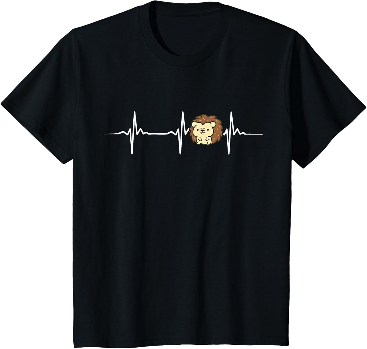 Funny Hedgehog Heartbeat Cute Hedgehog T-Shirt - Black