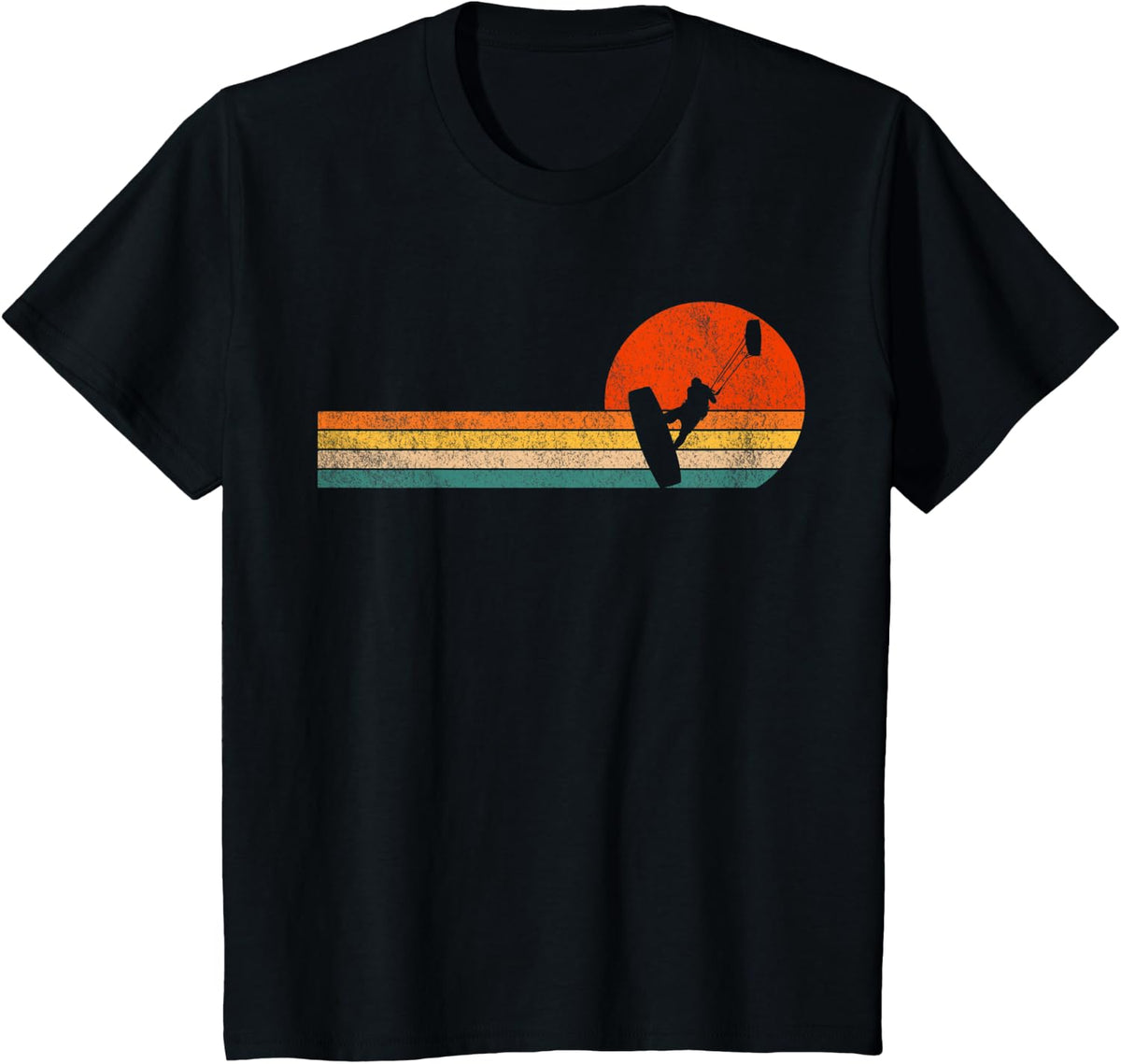 Retro Kitesurfing Kiteboarding Kitesurf Kiteboarder Vintage T-Shirt - Black