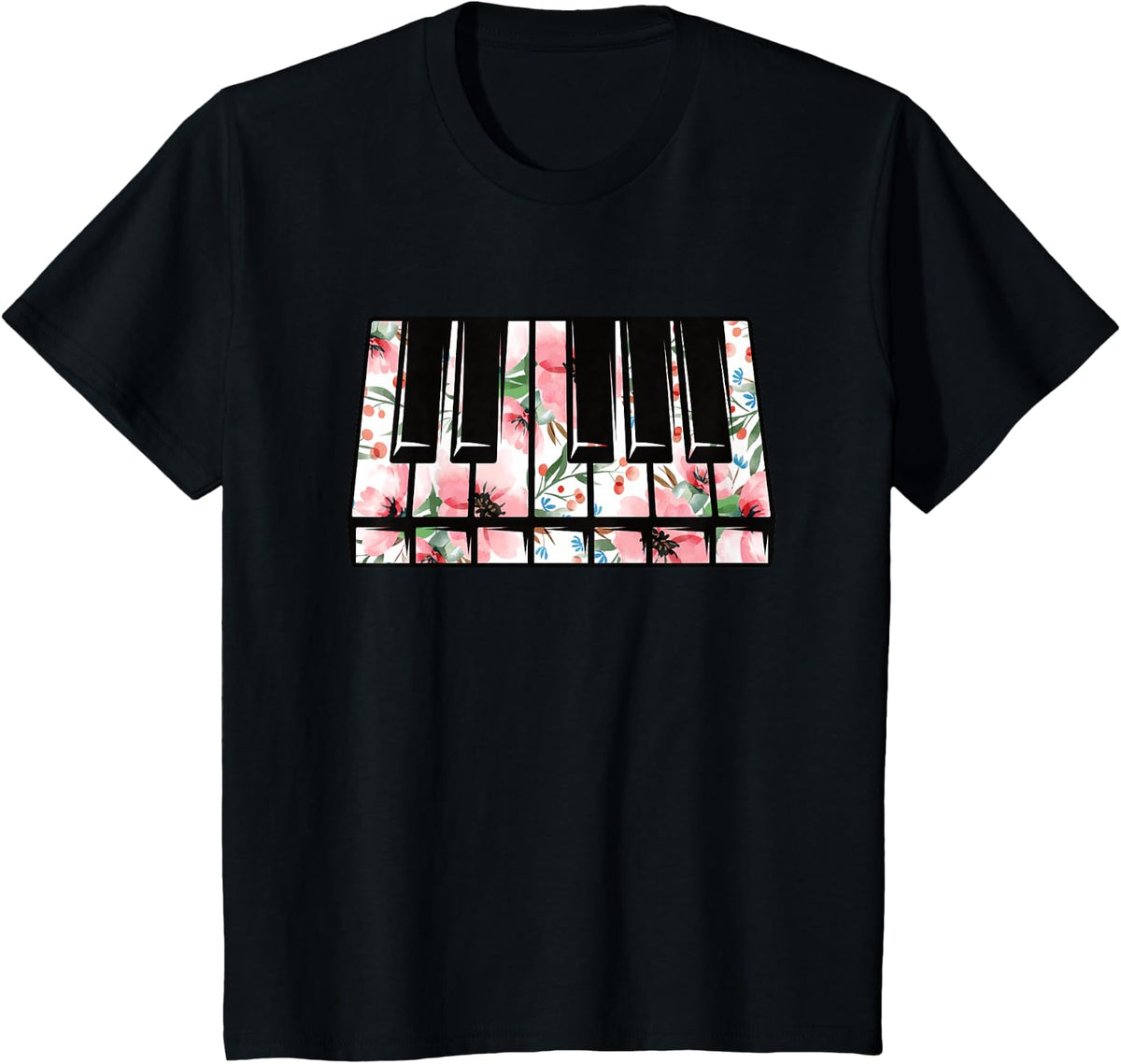 Cute Piano Lover Pianist Musician Women Girls Kids T-Shirt - Black