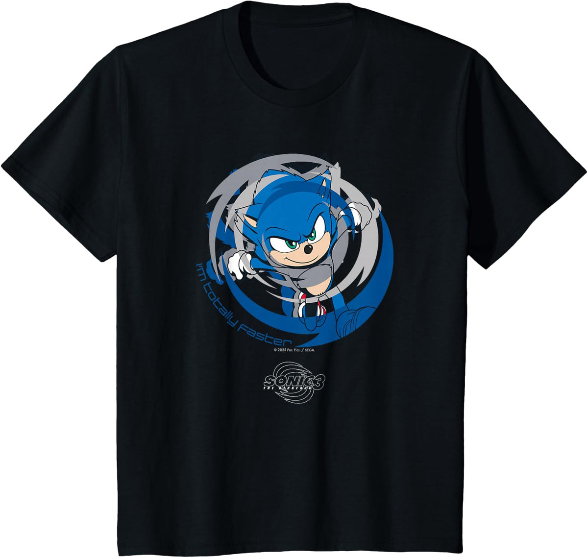 Sonic The Hedgehog 3 - Sonic I'm Totally Faster T-Shirt - Black