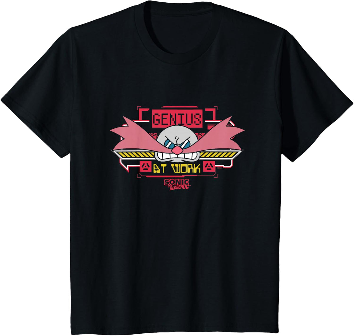 Sonic The Hedgehog Genius at Work Dr. Eggman Face Logo T-Shirt - Black