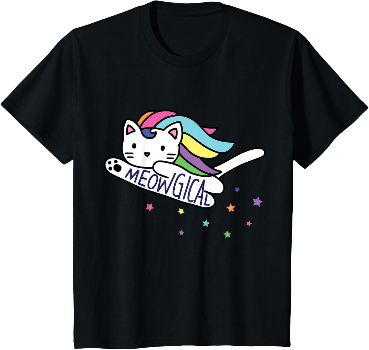 Meowgical Caticorn Cat Unicorn Kittycorn T-Shirt - Black
