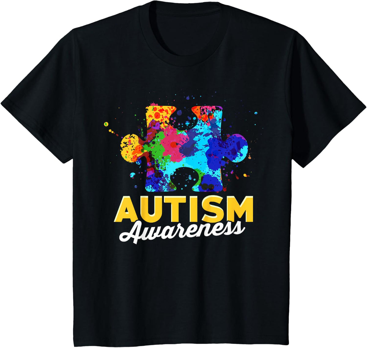 Autism Awareness Puzzle T-Shirt - Black