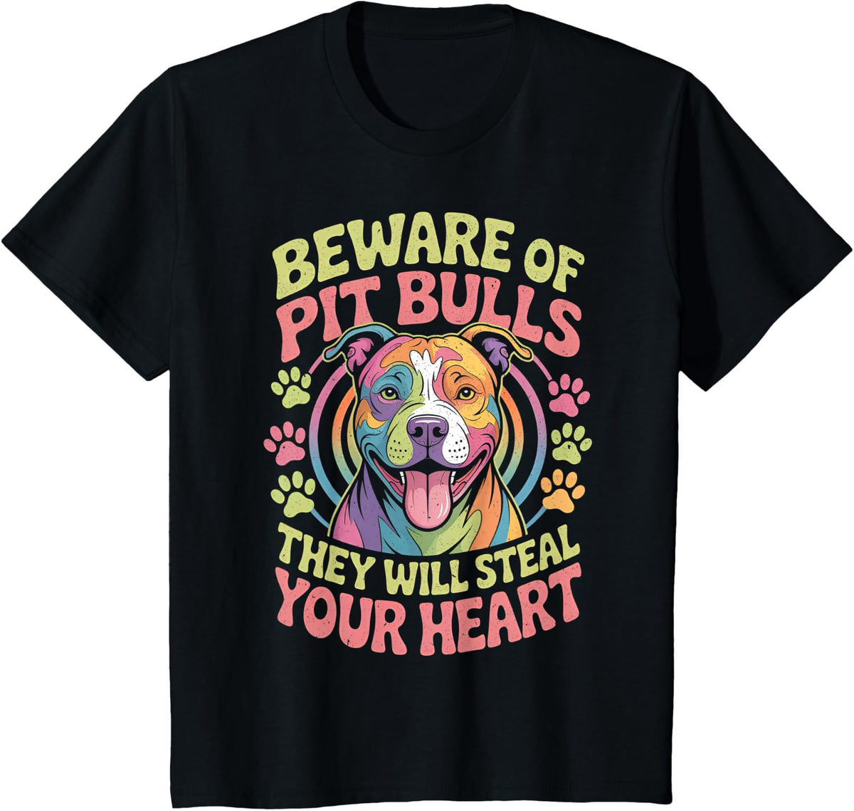 Beware of Pit Bulls, Dean Russo Pitbull Dog Original Funny T-Shirt - Black