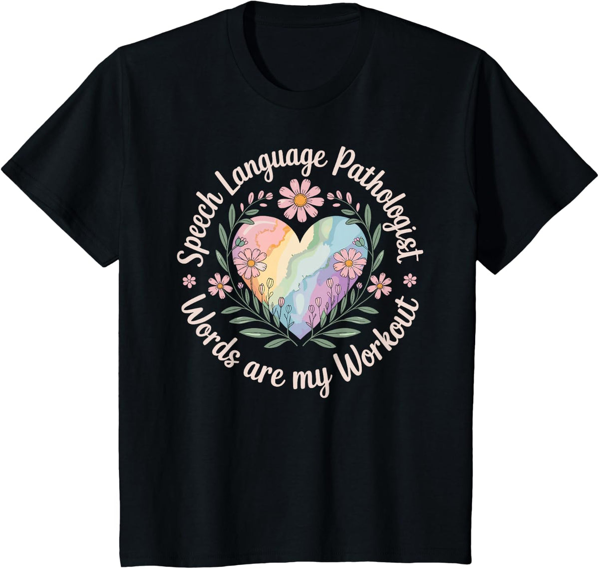 Funny Speech Therapy SLP Words are My Workout T-Shirt - Black