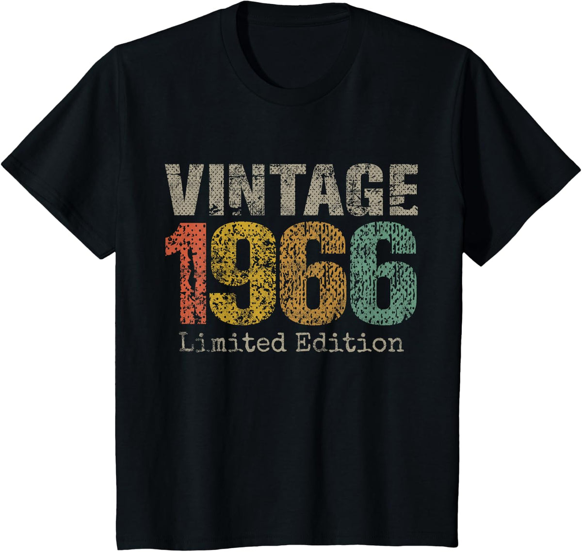 Vintage 1966 Text 60th Birthday Gift Men Women 60 Year Old T-Shirt - Black