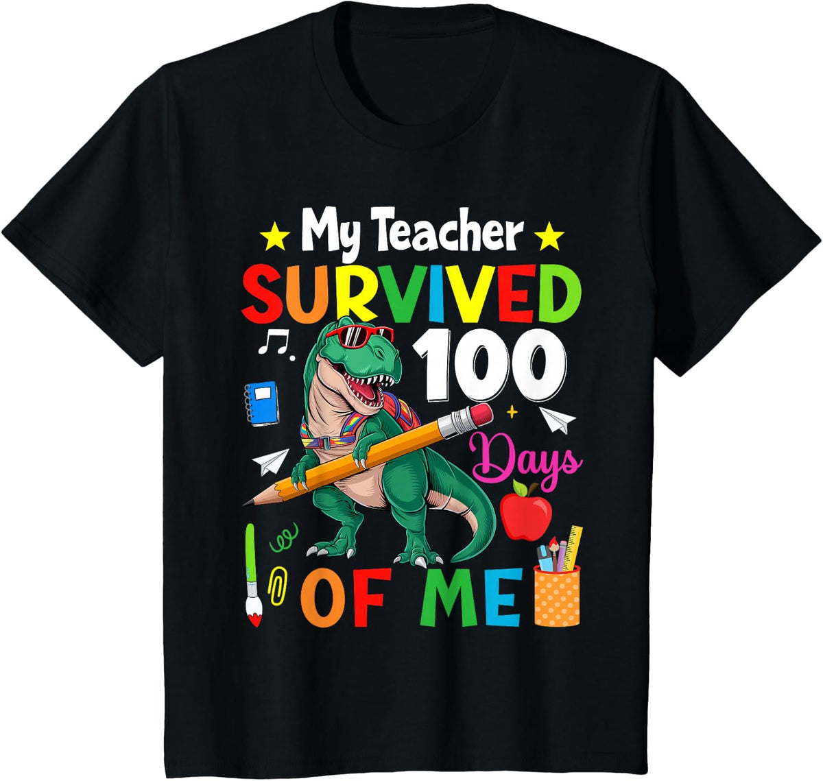 100th Day Of School My Teacher Survived 100 Days Of Me Boys T-Shirt - Black