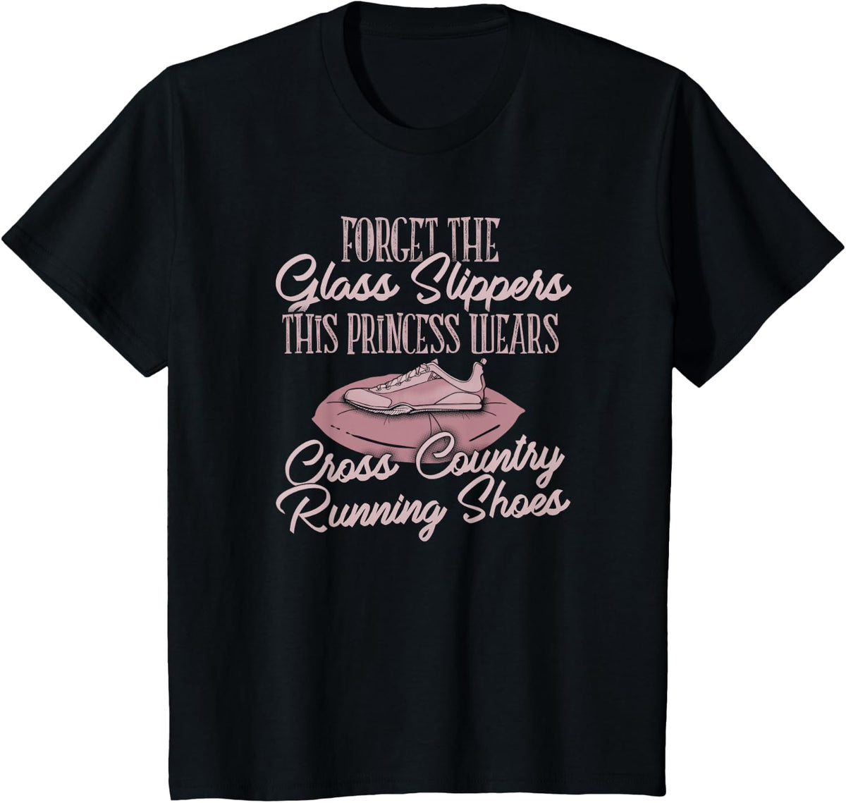 Girls Princess Cross Country Running TShirt T-Shirt - Black