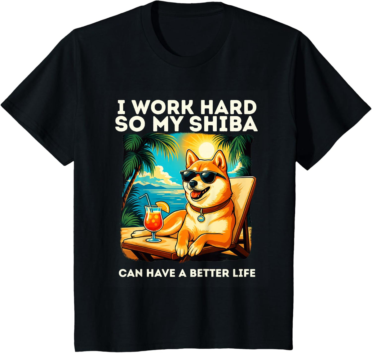 Funny Shiba Inu Dog I Work Hard Design Shiba Inu Lover T-Shirt - Black