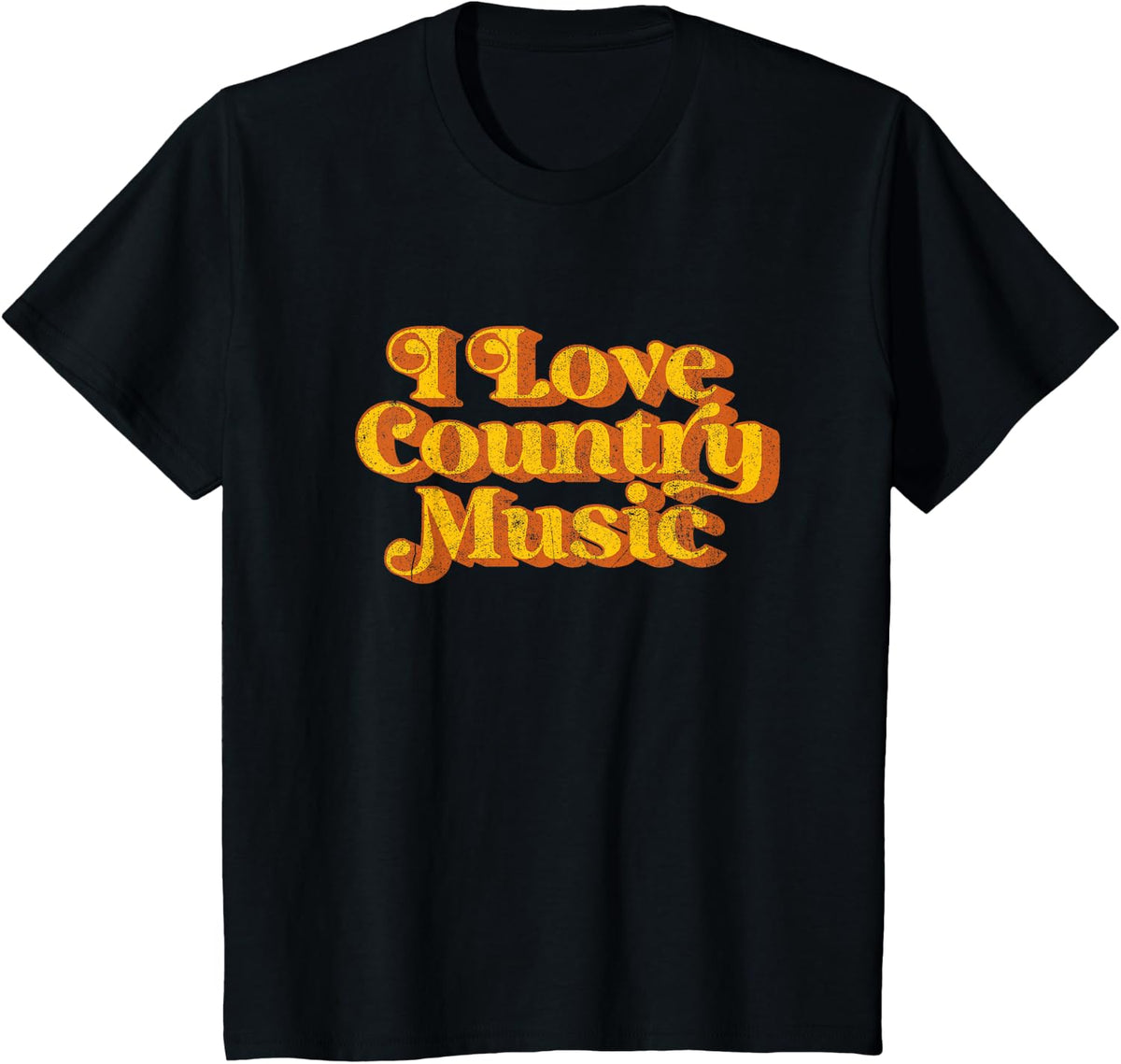 Vintage I Love Country Music Southern Funny Retro 70's T-Shirt - Black