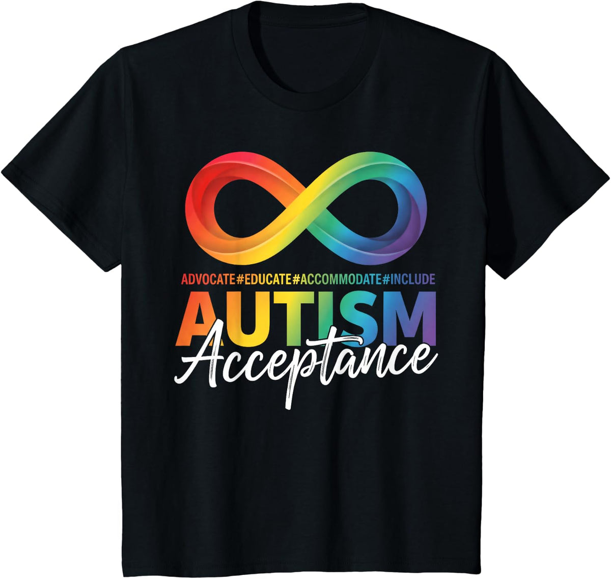 Autism Awareness Acceptance Infinity Symbol Special Ed T-Shirt - Black