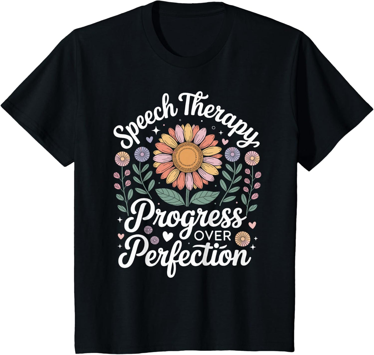 Progress Over Perfection Speech Therapy Tee T-Shirt for SLP Speech Therapist - Black