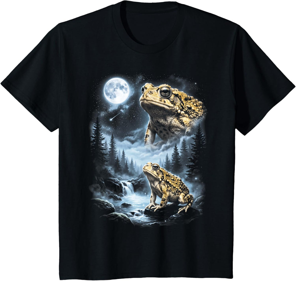 Desert Rain Frog Howling at Moon 90's Retro T-Shirt - Black