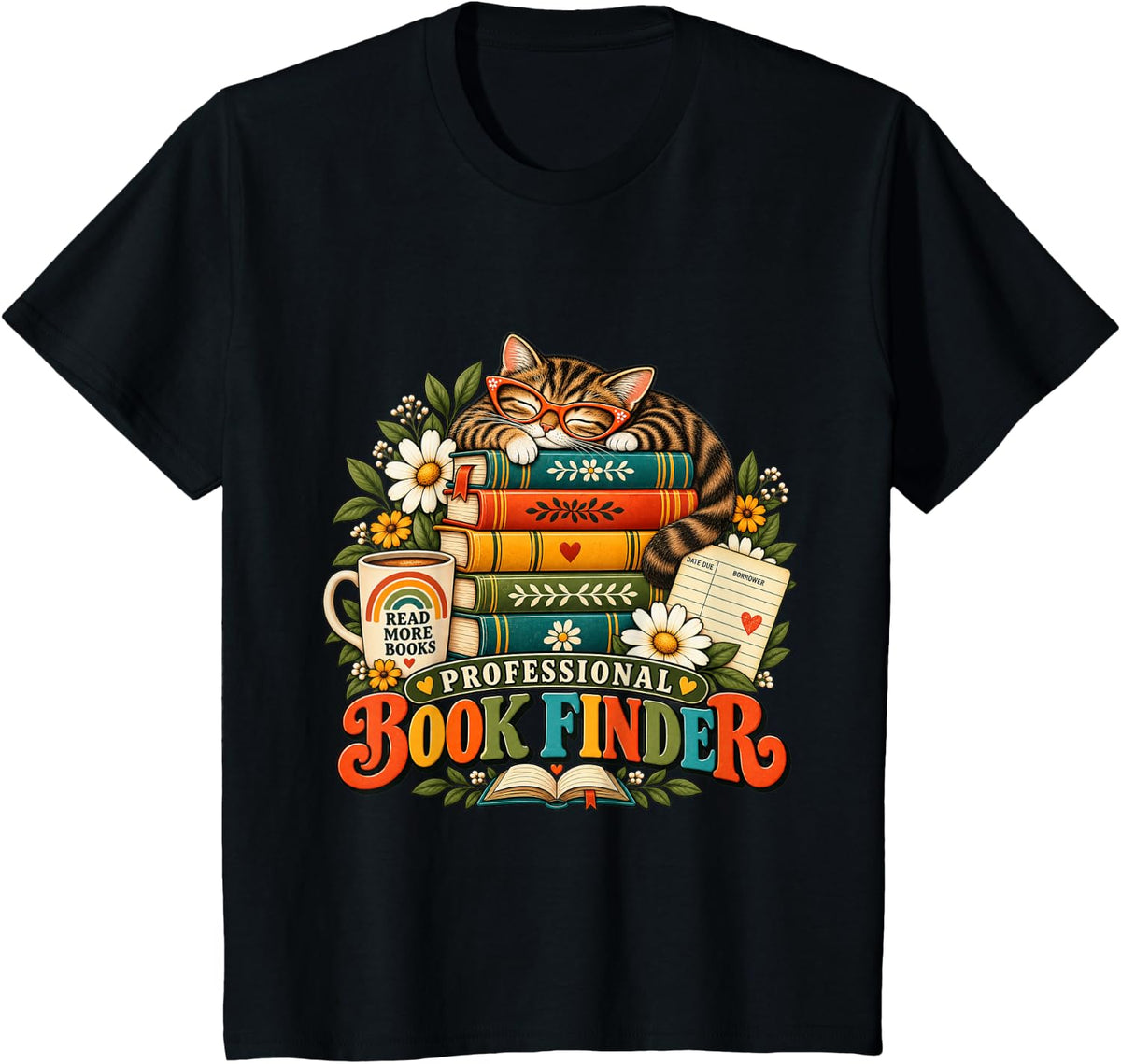 Professional Book Finder Funny Librarian Book Lover Reading T-Shirt - Black