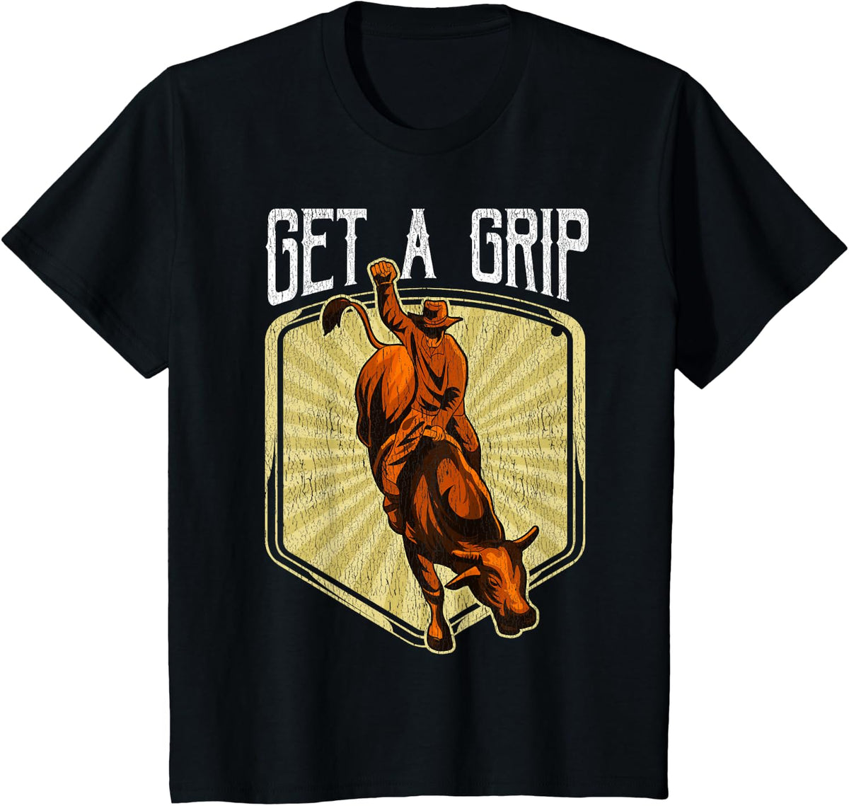 Funny Get a Grip Competitive Bull Riding Pun Bullrider T-Shirt - Black