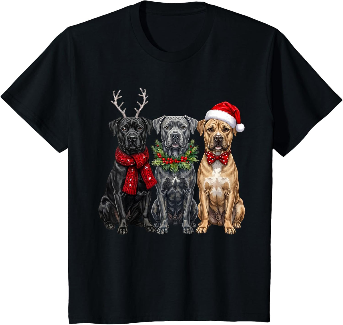 Pitbull Dog Christmas - Pit Bull Holiday T-Shirt - Black