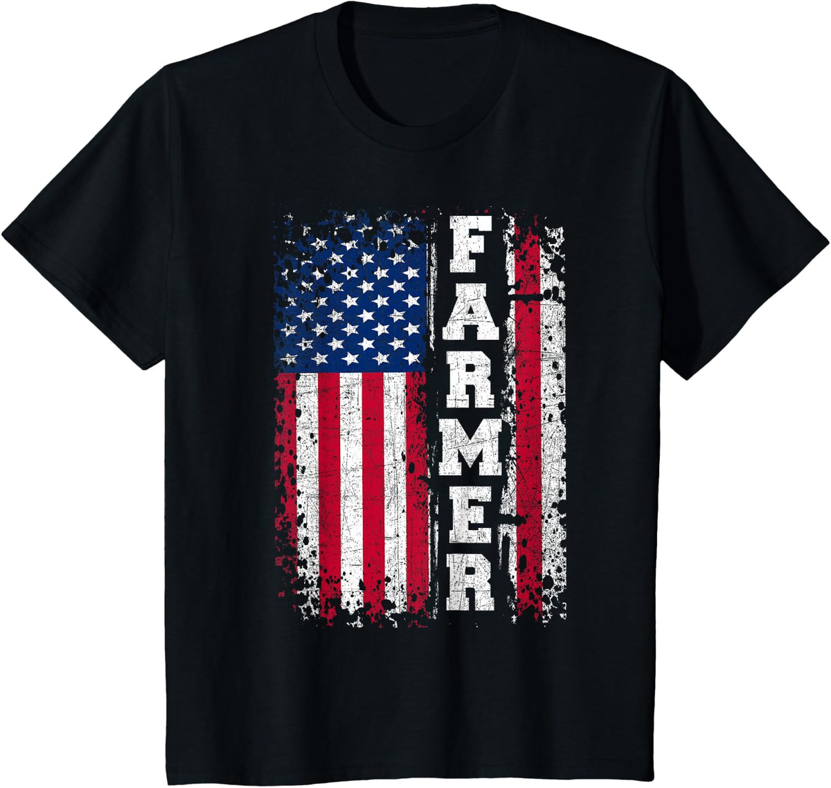 USA Flag American Patriot Farmers Farming Gift T-Shirt - Black