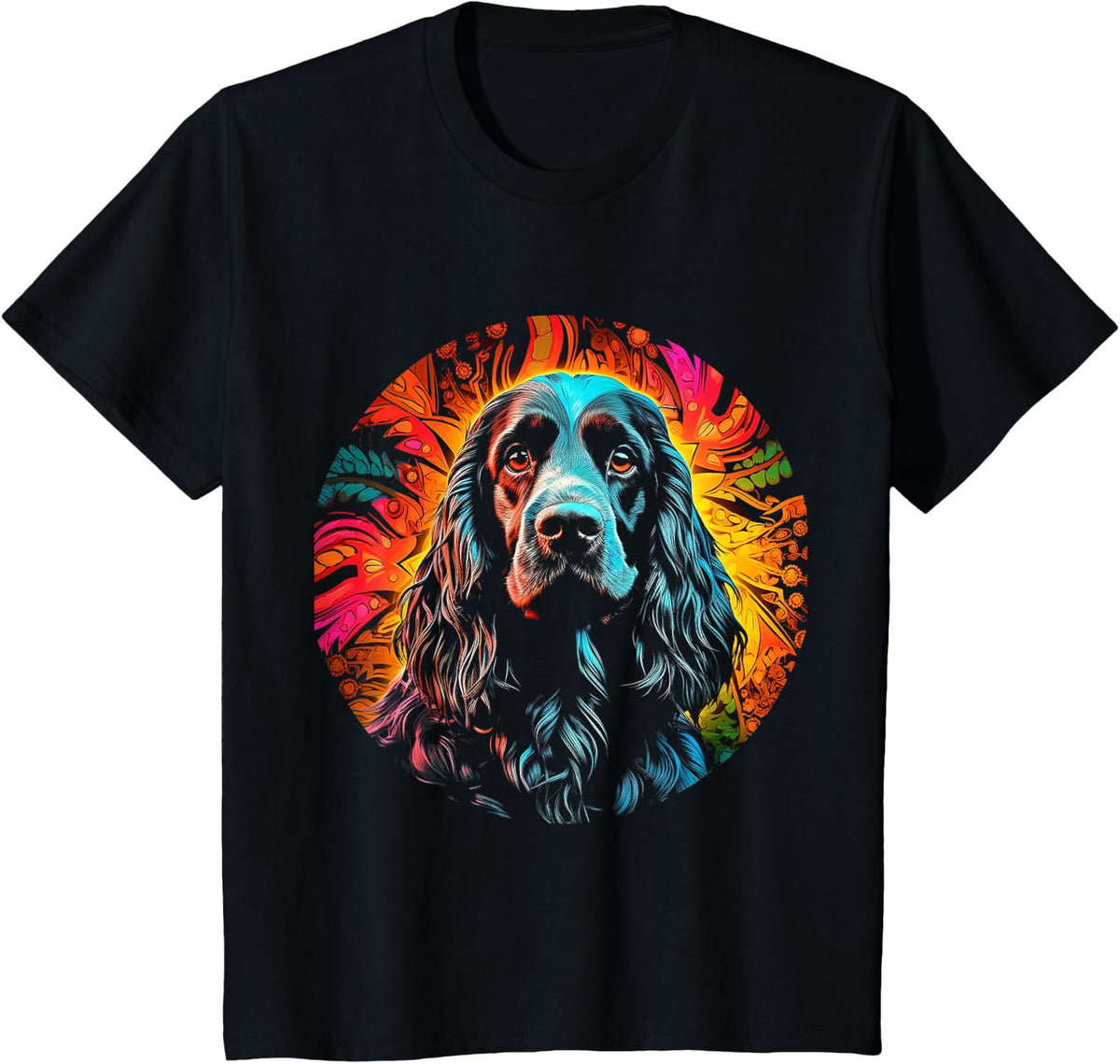 Cocker Spaniel Motif Pet Art Dog Cocker Spaniel T-Shirt - Black