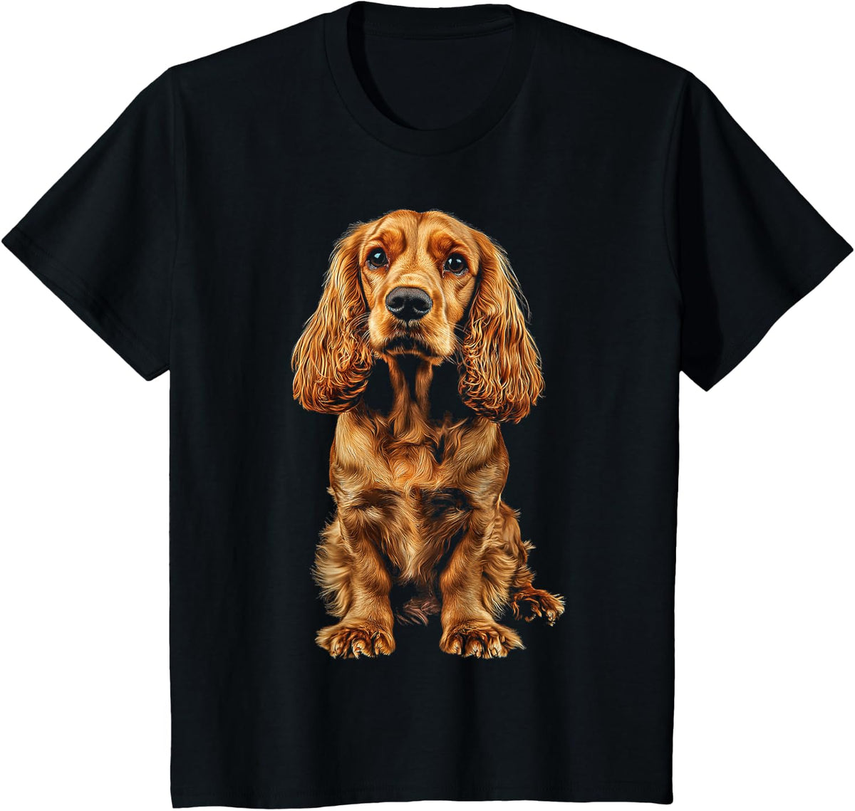 Cocker Spaniel Dog Motif Pet Illustration Cocker Spaniel T-Shirt - Black