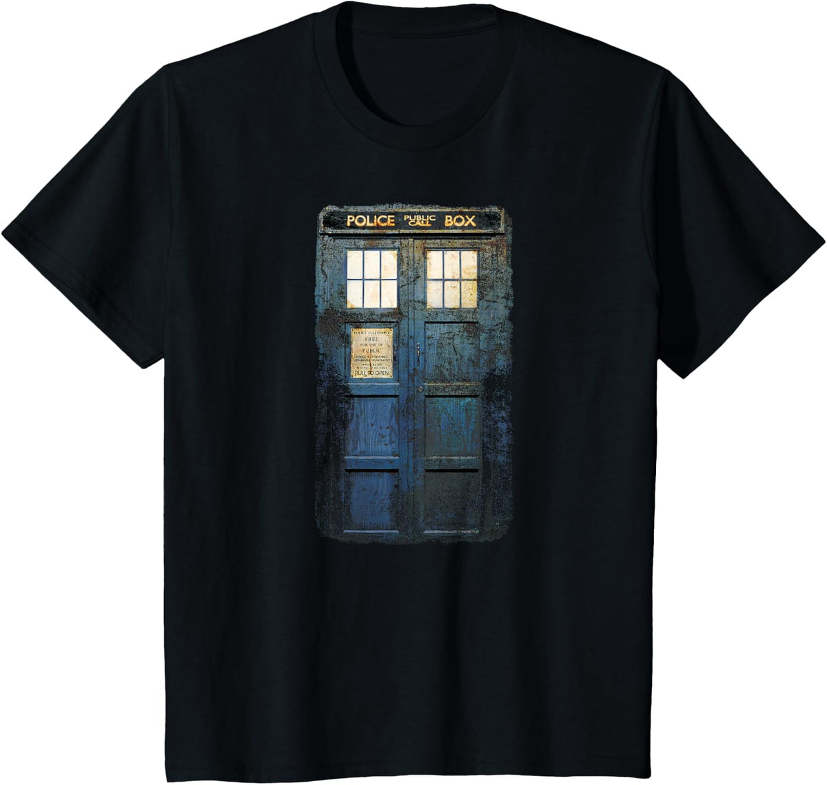 Cosplay Tardis Distressed Time-Traveller Sci-Fan T-Shirt - Black