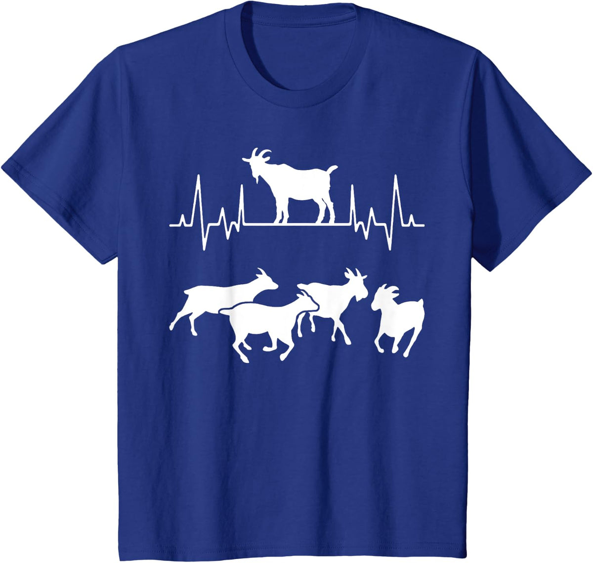 Goat Heartbeat Silhouette Goat Lover Passion Heartbeat T-Shirt - Royal Blue