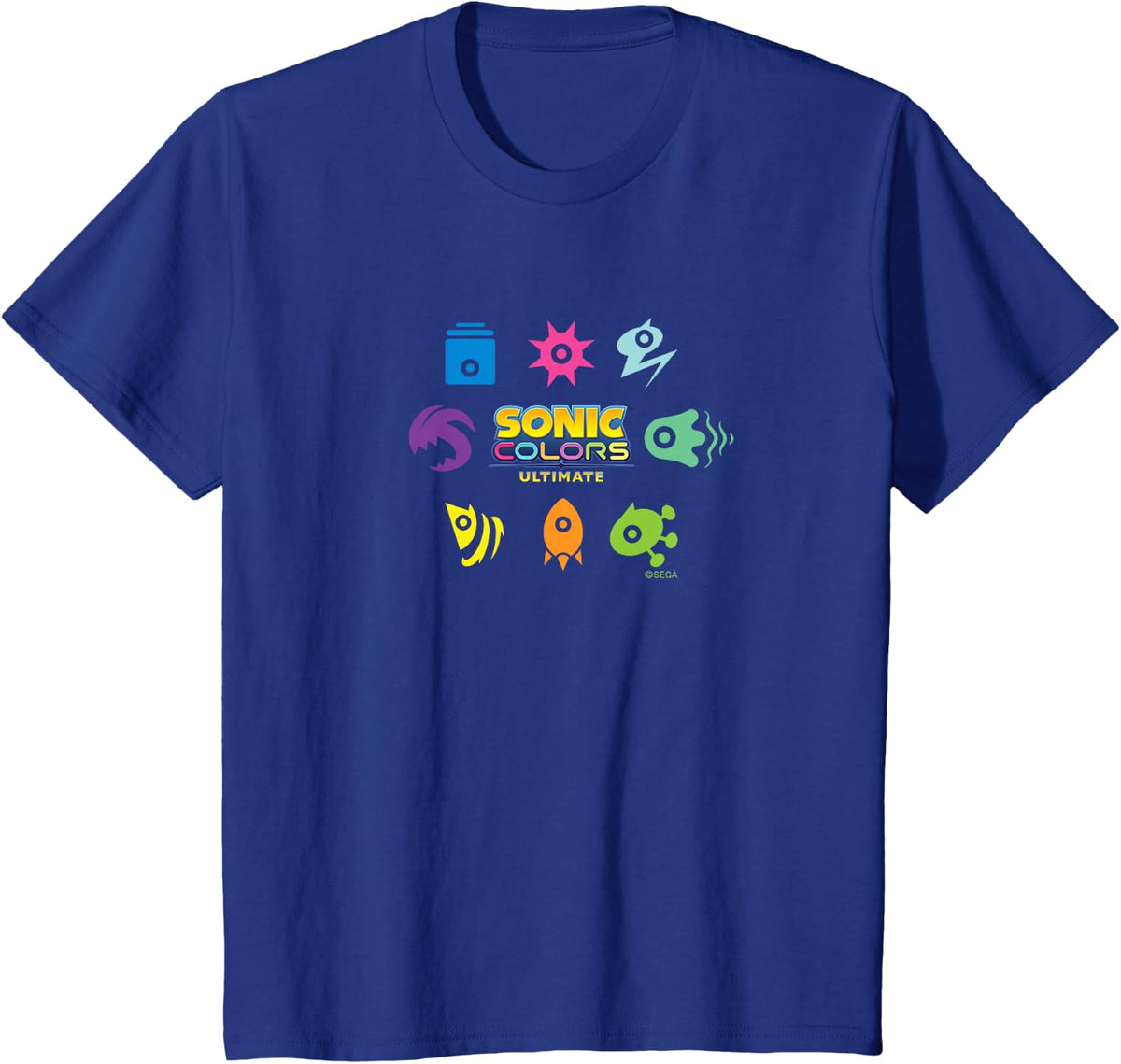 Sonic The Hedgehog - Sonic Colors Ultimate Icons T-Shirt - Royal Blue