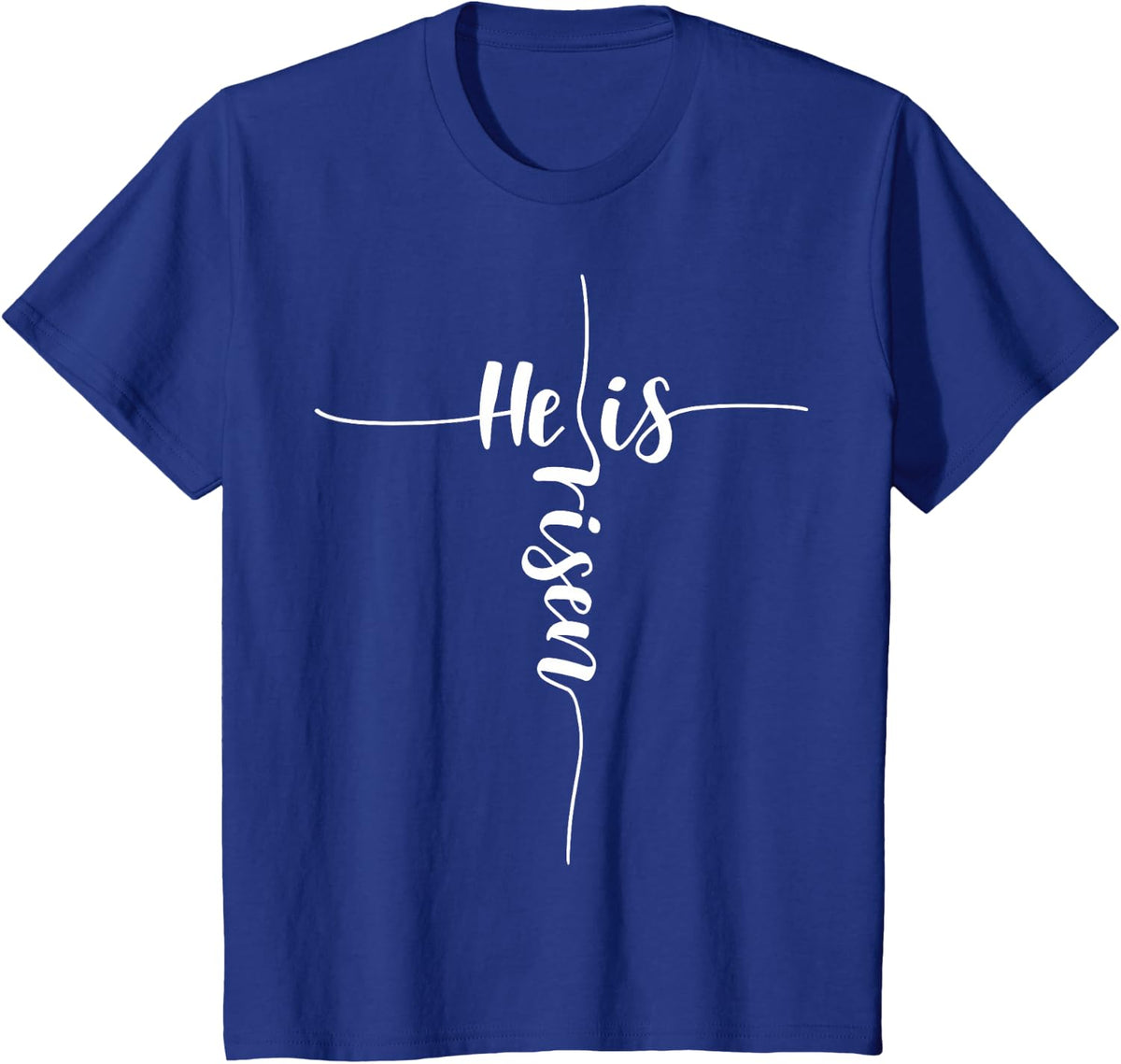 He is Risen Cross Jesus for Christian Easter Day T-Shirt - Royal Blue