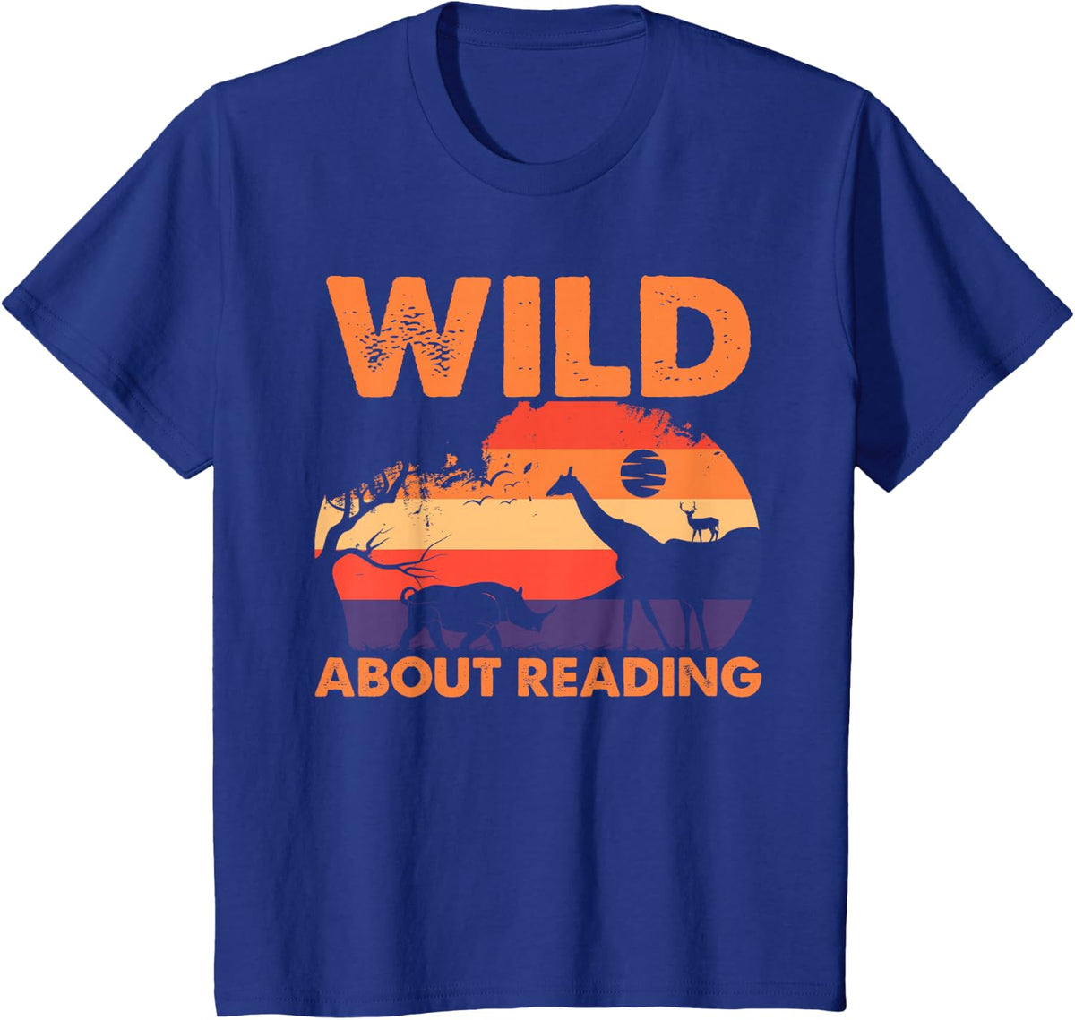 Zoo Animals Wild About Reading Book Reader Teacher Librarian T-Shirt - Royal Blue
