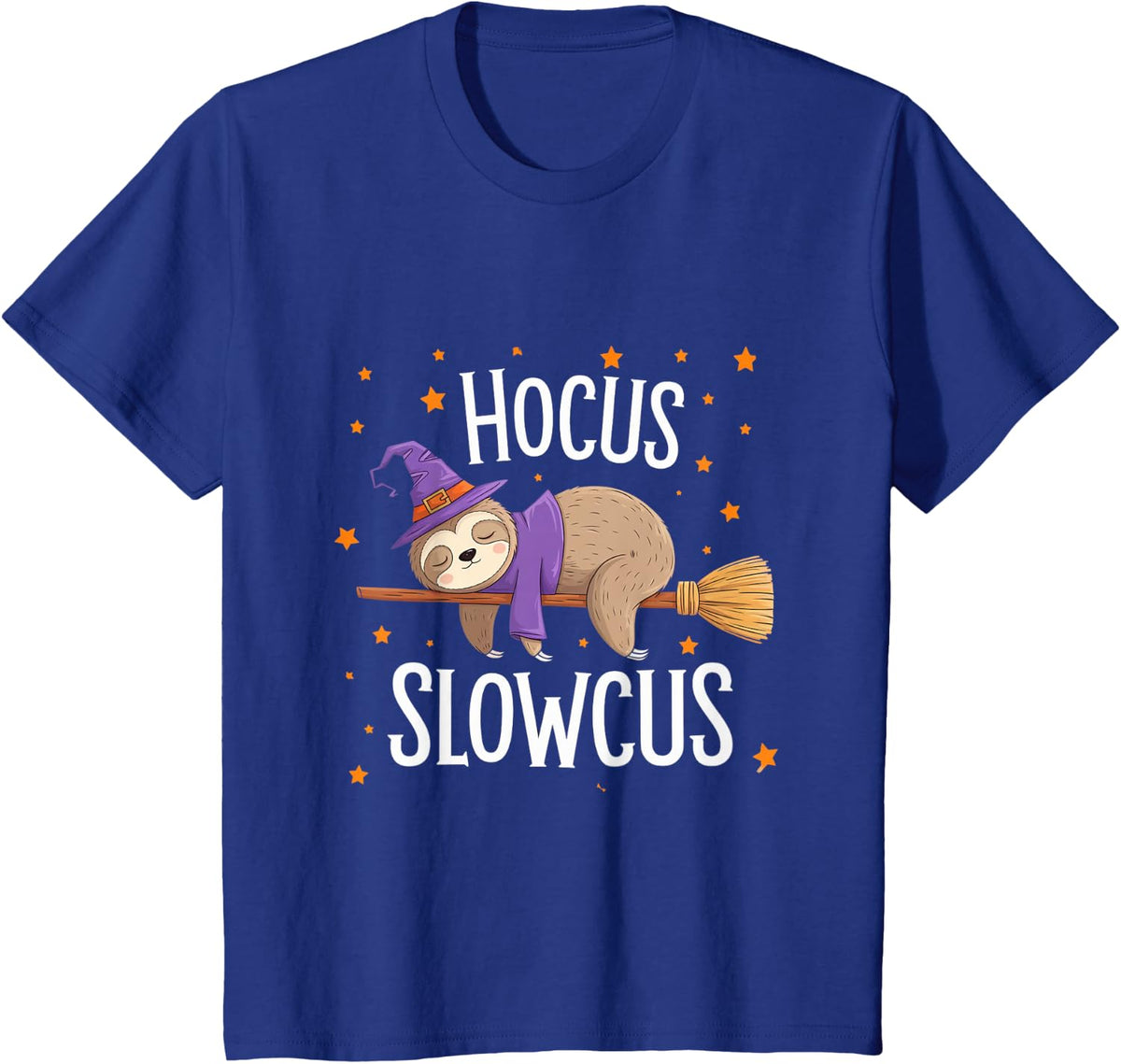 Hocus Slowcus Cute Funny Sloth Halloween 2024 T-Shirt - Royal Blue