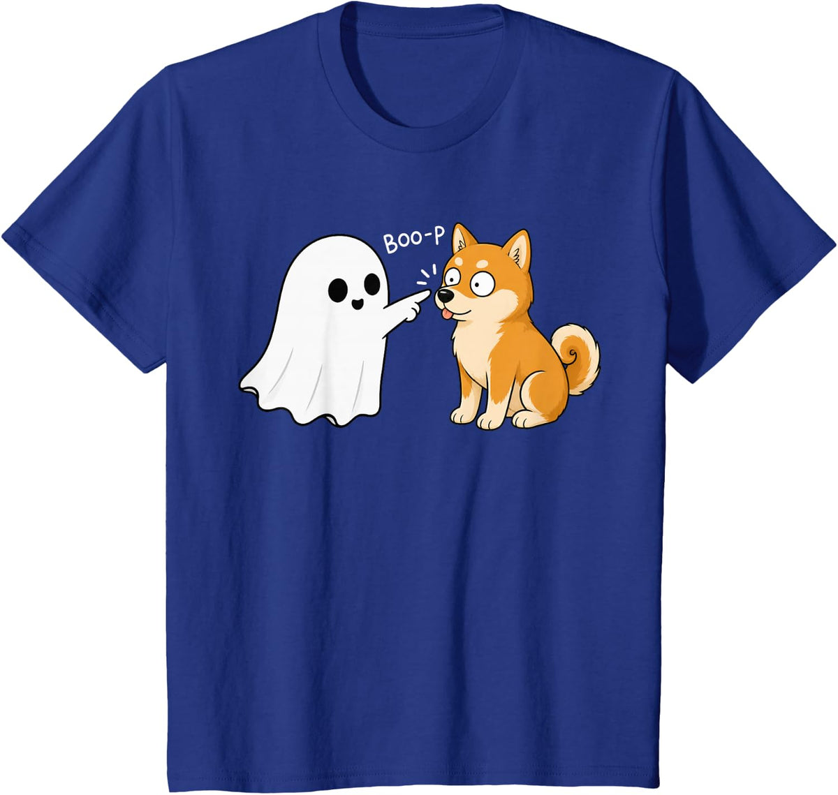 Cute Shiba Inu Dog Boop Ghost Halloween T-Shirt - Royal Blue