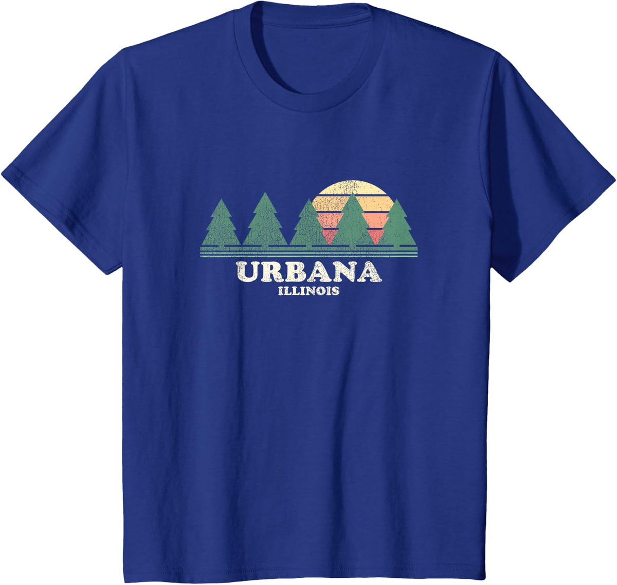 Urbana IL Vintage Throwback Tee Retro 70s Design T-Shirt - Royal Blue