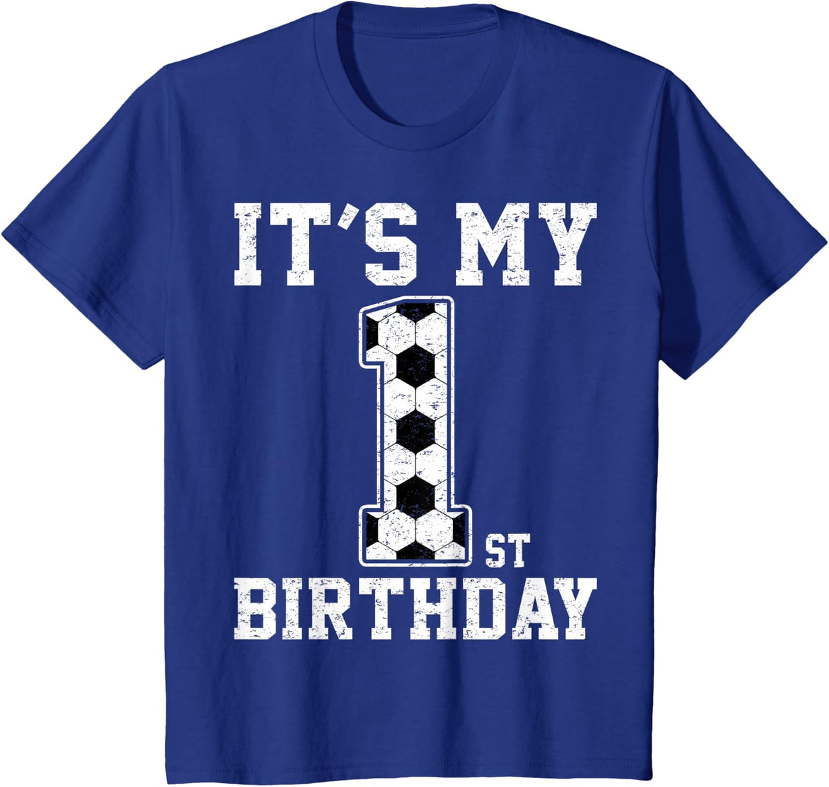 Kids 1st Birthday Soccer Player One 1 Years Old Birthday Boy T-Shirt - Royal Blue