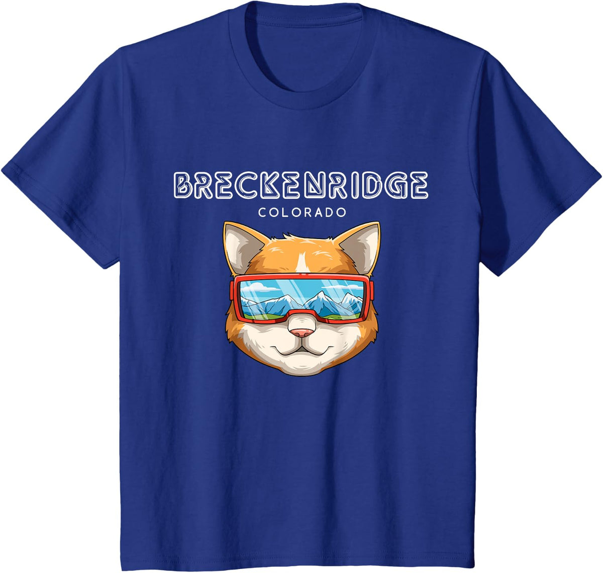Breckenridge Colorado Funny Ski Cat T-Shirt Tee for Snowboard Lovers - Royal Blue