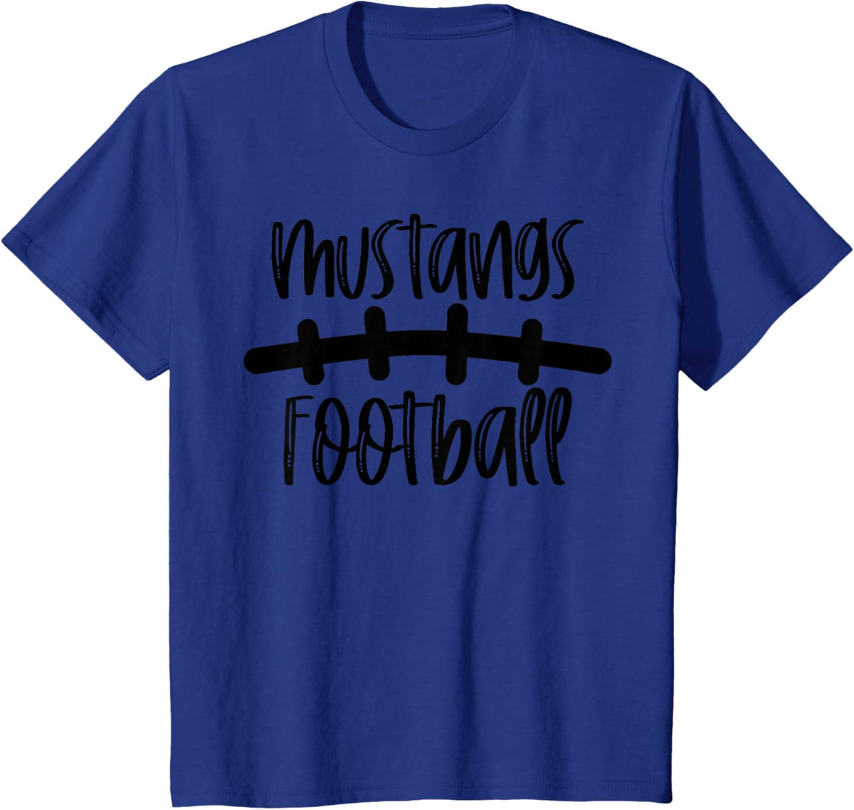 Mustangs Football School Spirit Team Mascot Game Night T-Shirt - Royal Blue