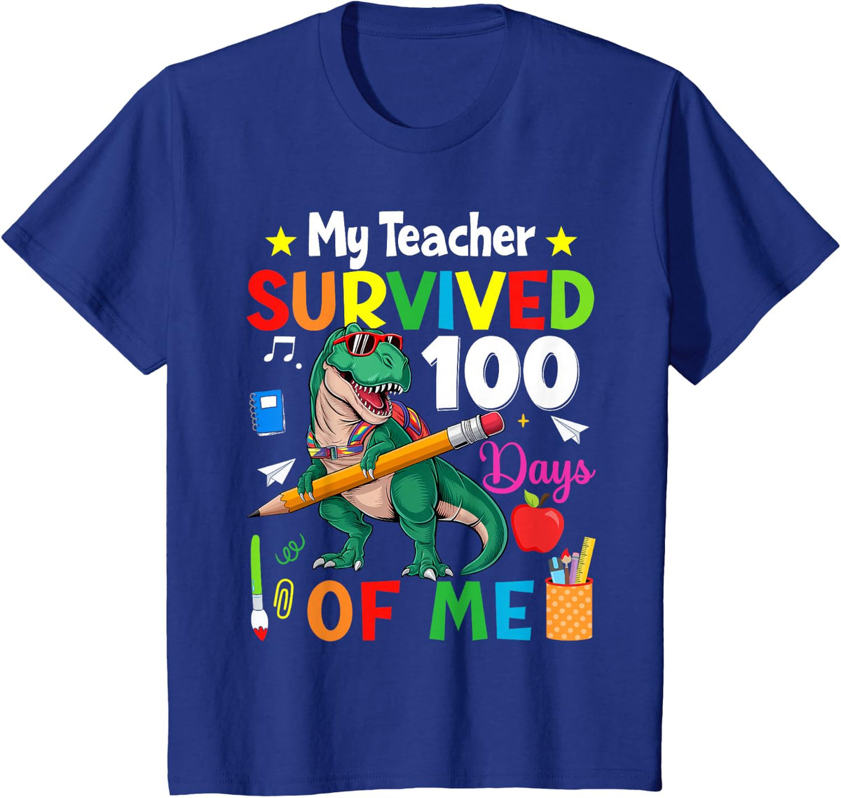 100th Day Of School My Teacher Survived 100 Days Of Me Boys T-Shirt - Royal Blue
