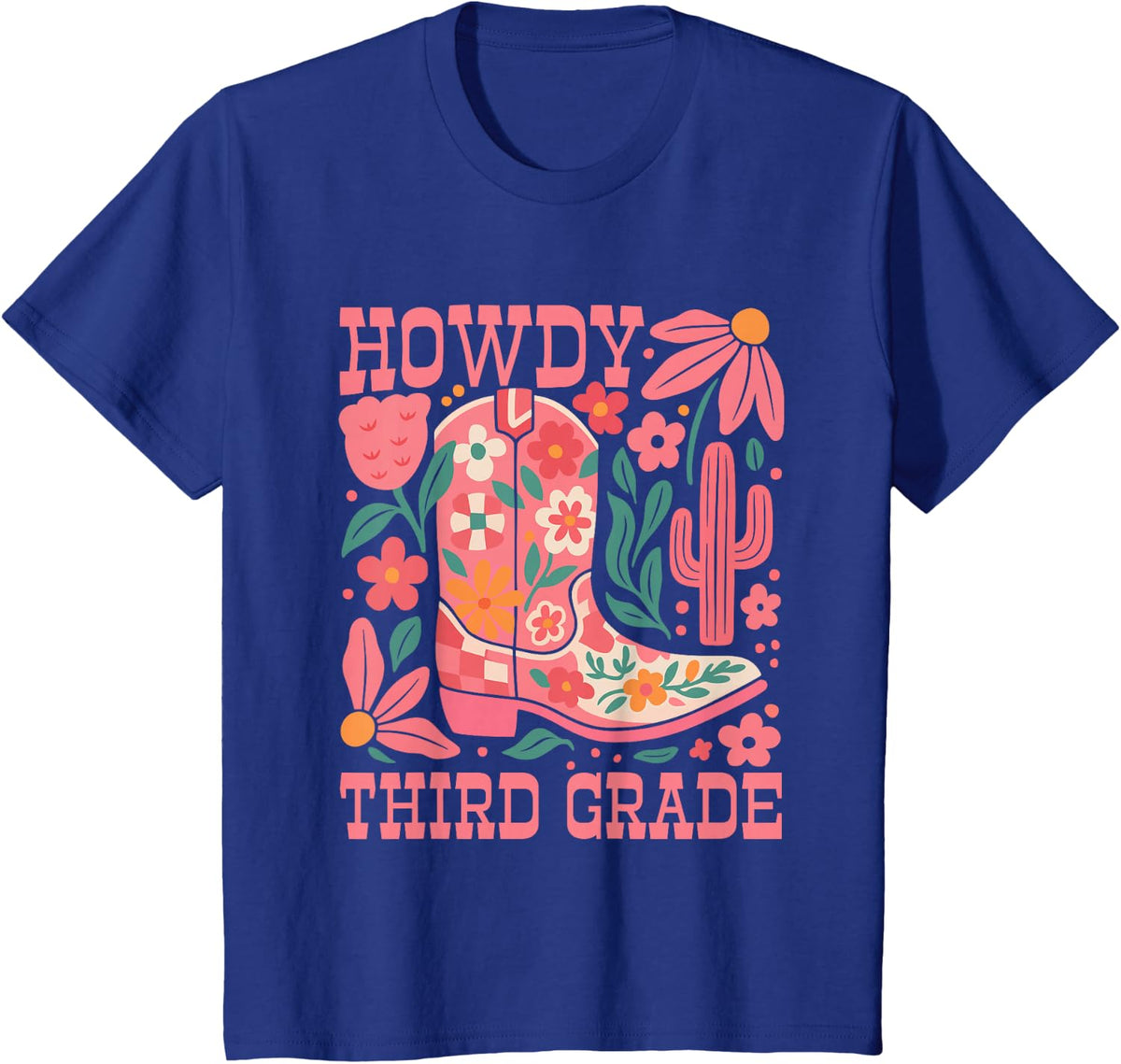 Hello, Third Grade Western Teacher Cowboy Cowgirl T-Shirt - Royal Blue