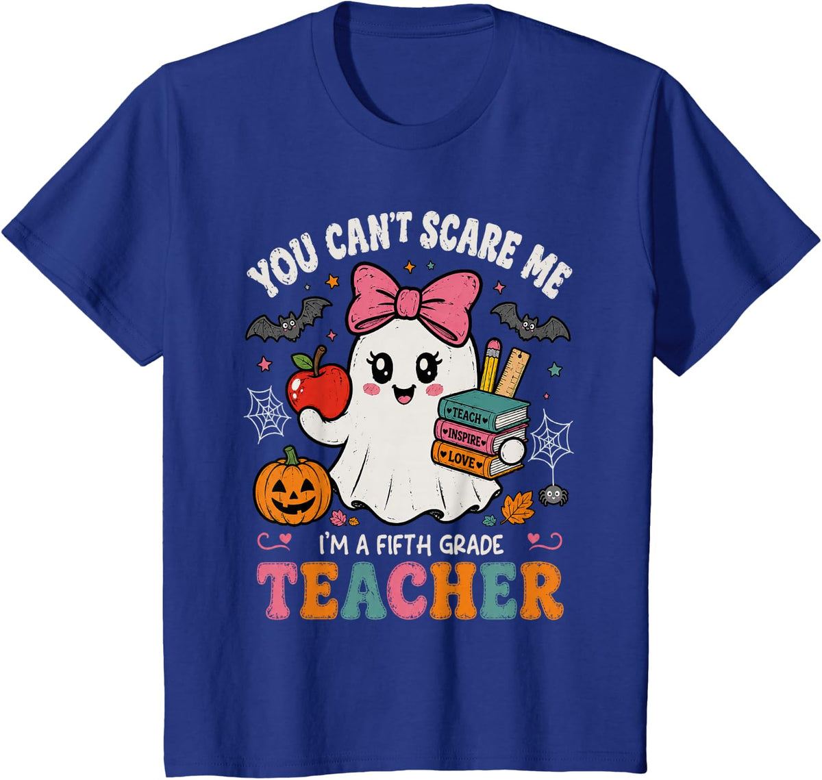 in My Spooky Fifth Grade Era Halloween Groovy Trick or Teach T-Shirt - Royal Blue
