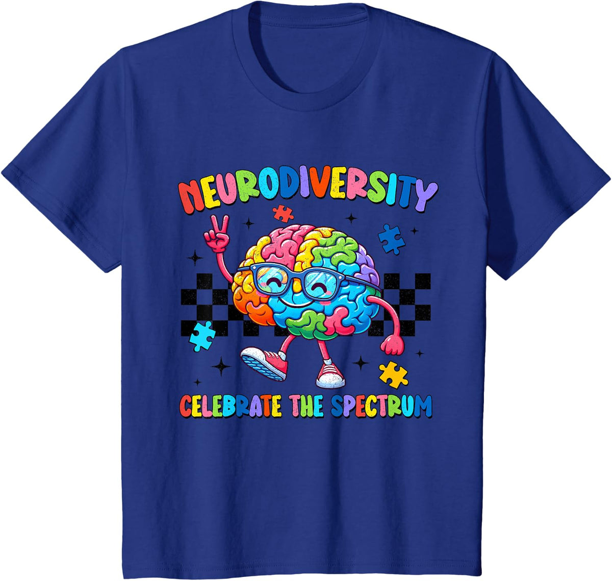 Neurodiversity Brain Autism Awareness Tees T-Shirts for Men Women Kids ASD ADHD - Royal Blue